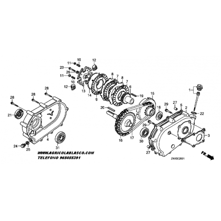 Embrague centrifugo reductora en baño aceite motor Honda GX 270, GX390 completo